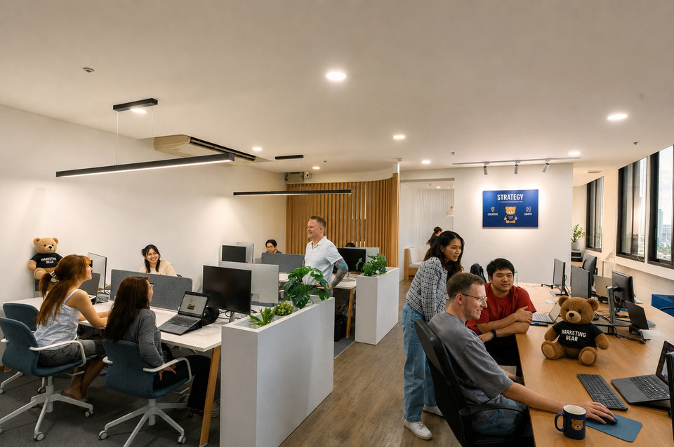Marketing Bear team working in the Bangkok office
