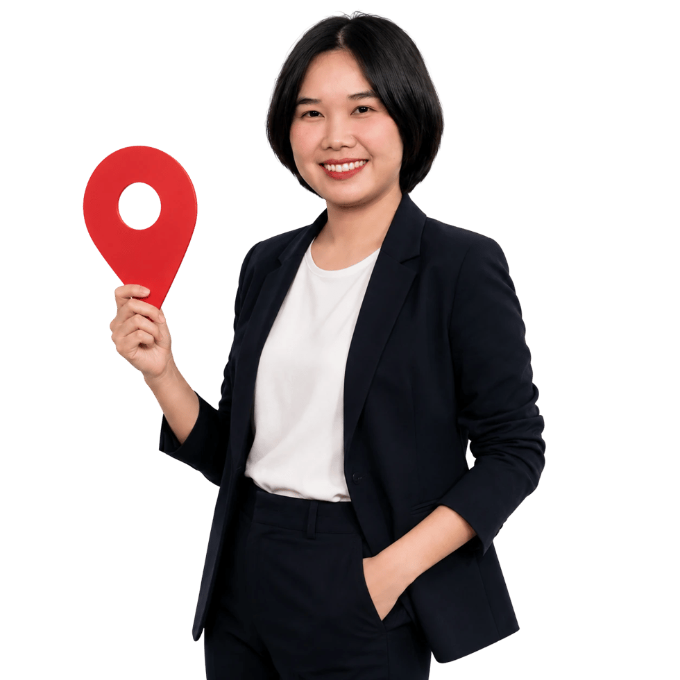 Nook, Local SEO Team Lead at Marketing Bear, holding a map location pin