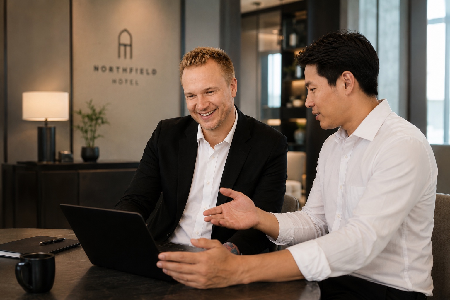 A senior advisor guiding a business owner through their marketing