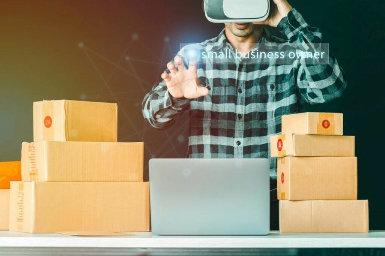 A man feeling excited while using a VR headset for virtual reality in Metaverse and had the best experience in Tech-assisted shopping